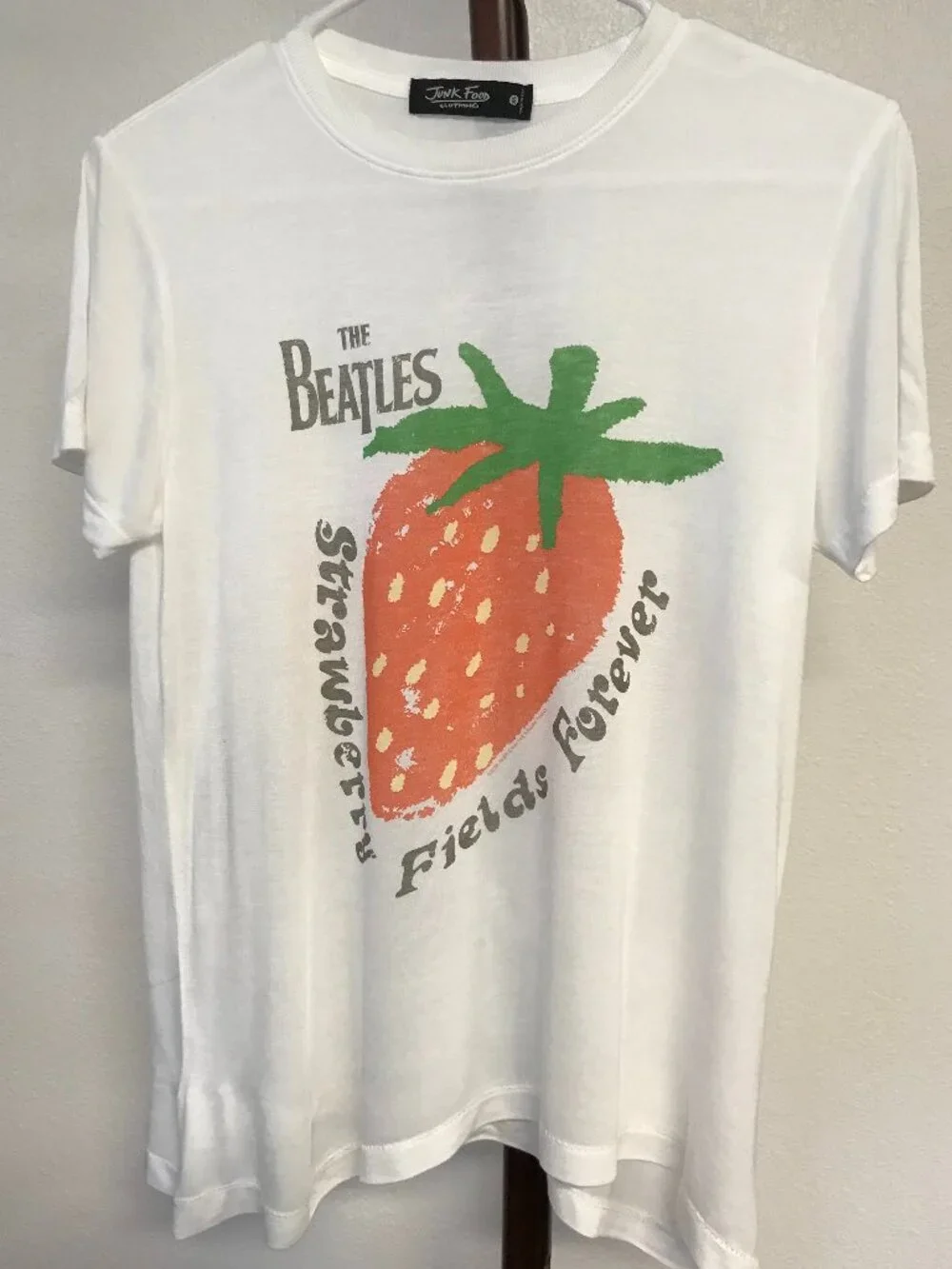 Junk Food The Beatles Strawberry Fields Tee XS Vintage White NWOT